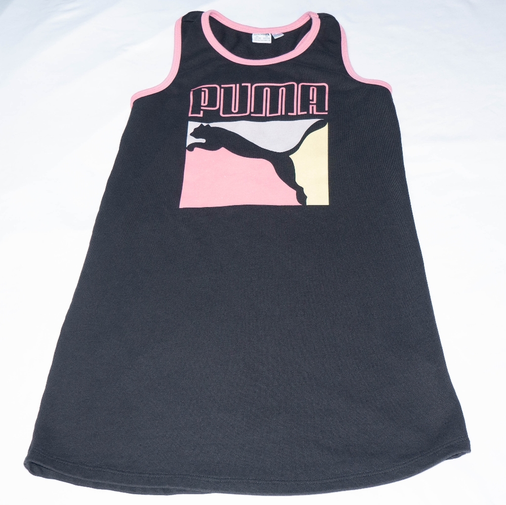 Puma Big Girl's Large (12-14) Black Pink Multicolored Tank Top Sleeveless Dress